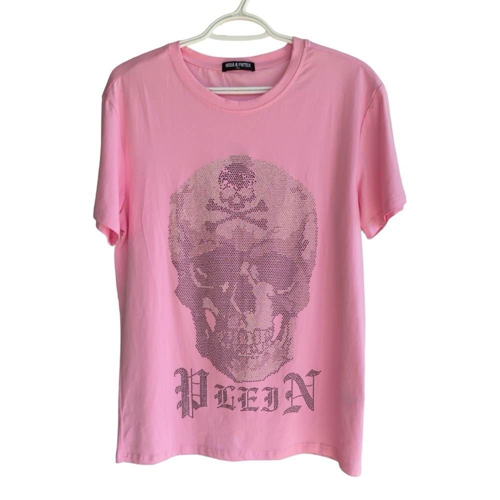 Pink Bedazzled Graphic Skull T-Shirt